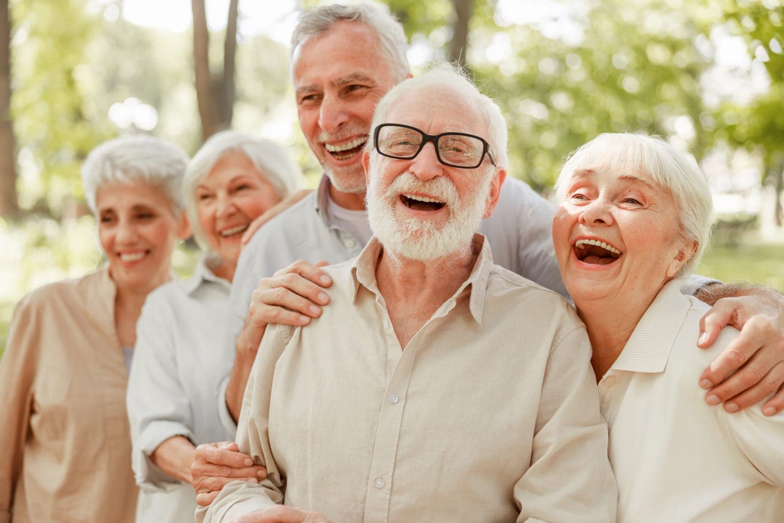 Seniors laughing together