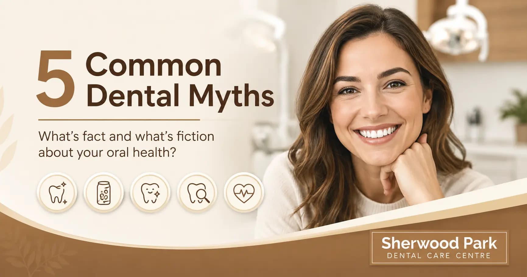 Friendly dentist discussing dental myths with a patient in Sherwood Park.