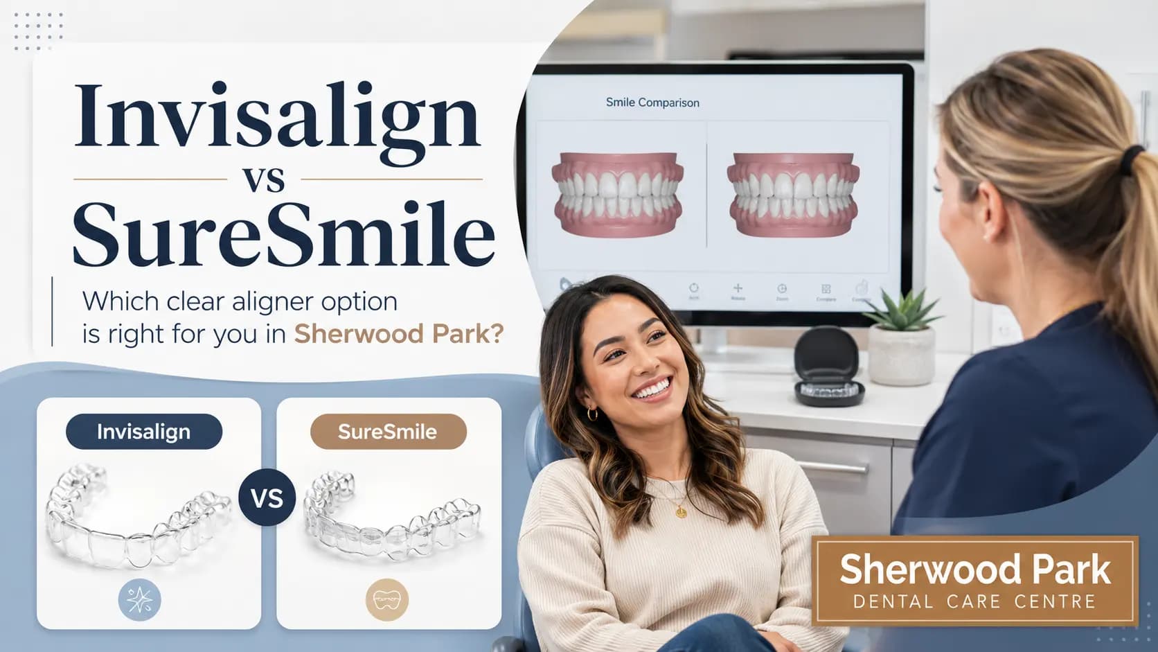 Patient receiving an Invisalign treatment in Sherwood Park Dental Care Centre.